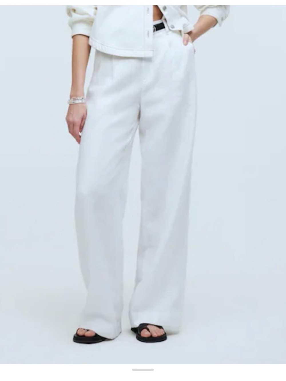 Madewell White Wide-Leg High-Rise Trousers